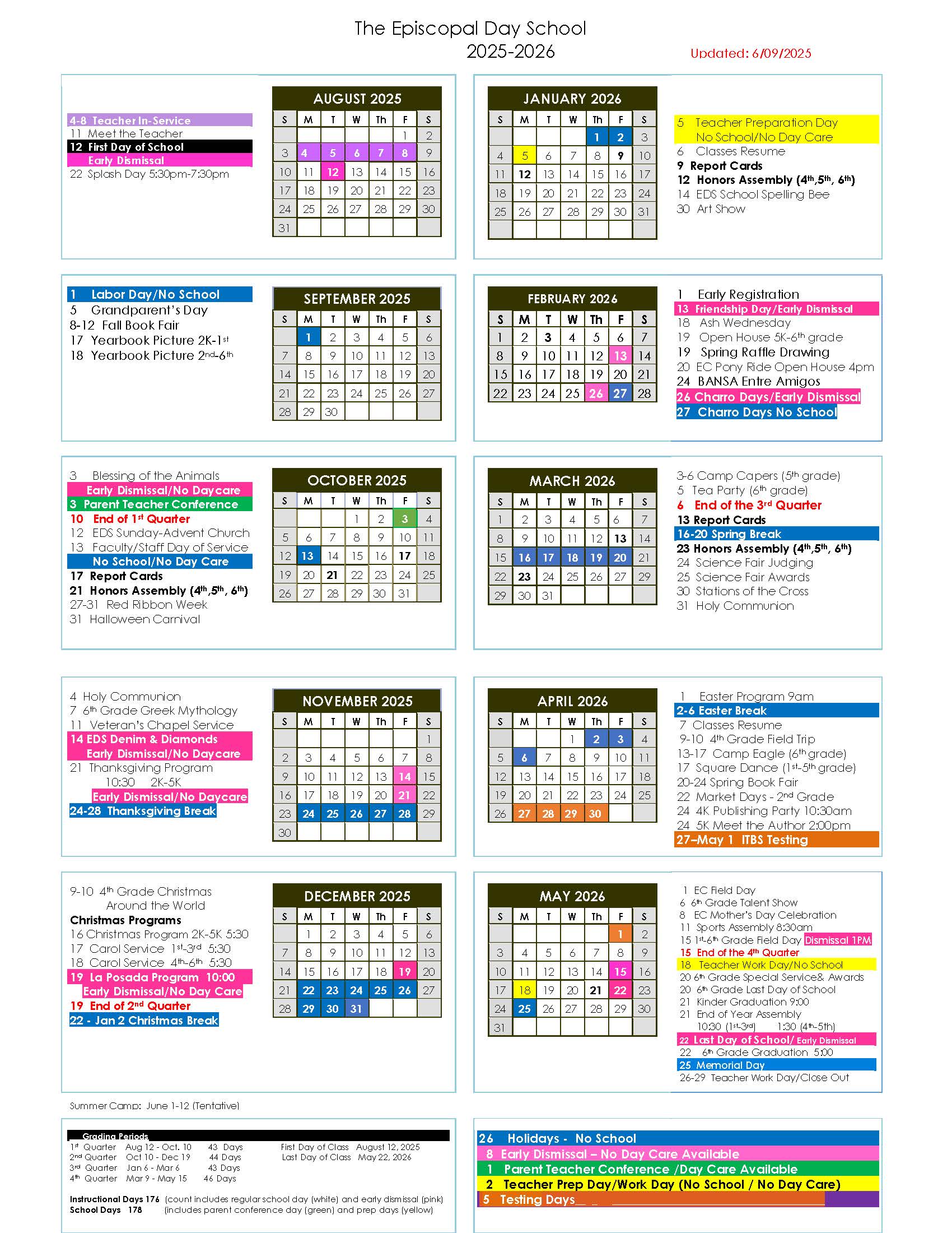 Calendar Episcopal Day School